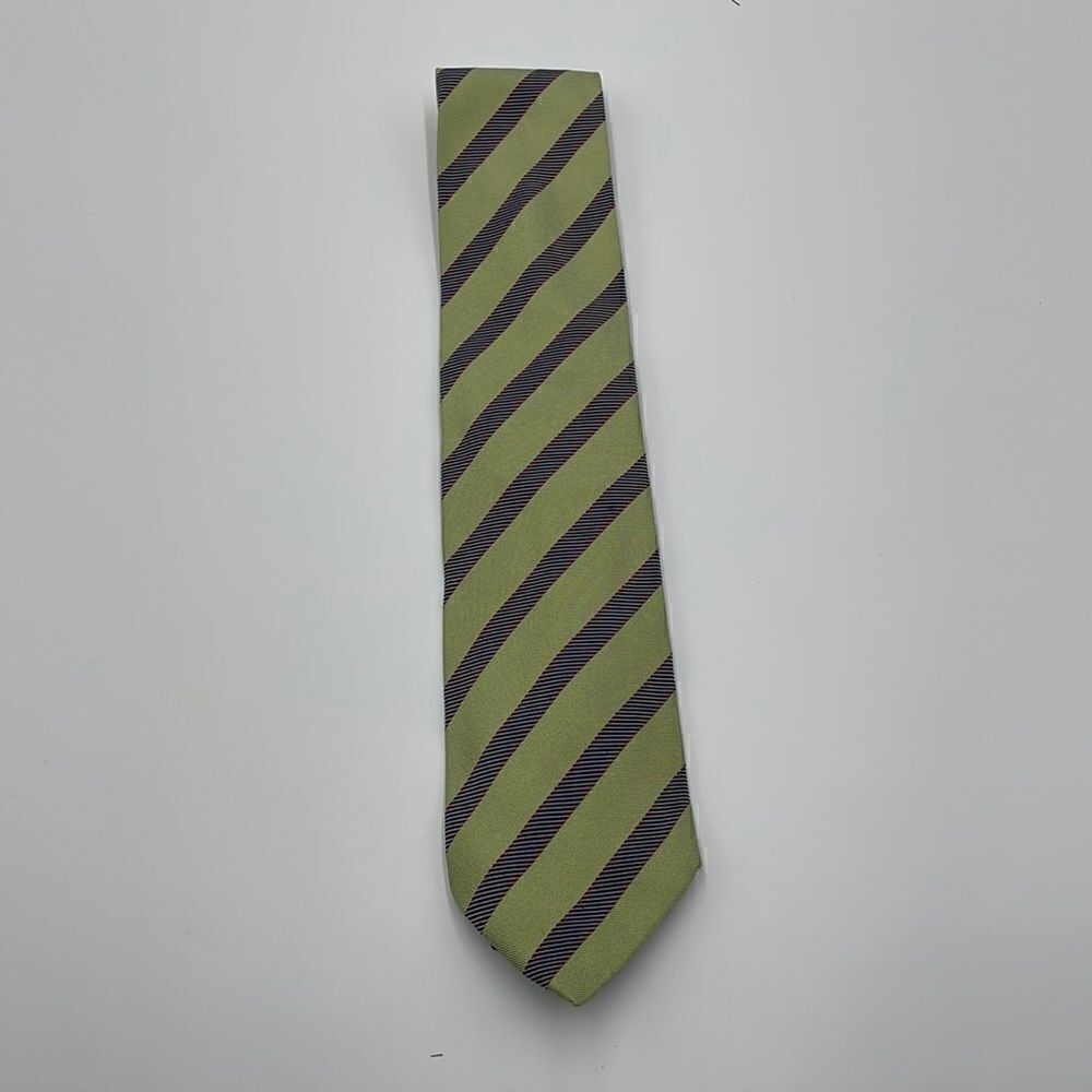 Blue and green striped 100% silk Luciano barbera necktie